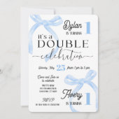 Twins Join Birthday Blue Coquette Kaart (Voorkant)