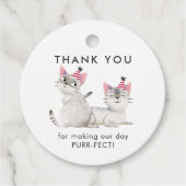 Twins Joint Kitty Kat Verjaardagsfeestje Dank u Bedankjes Labels (Voorkant)