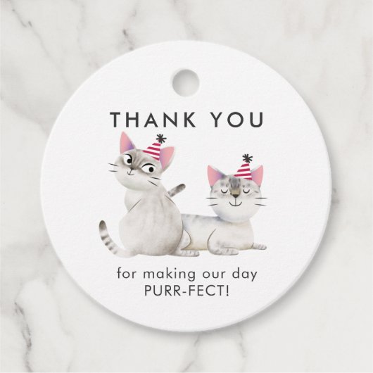 Twins Joint Kitty Kat Verjaardagsfeestje Dank u Bedankjes Labels (Voorkant)