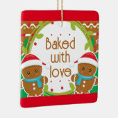 Twins Jolly Gingerbrood mannen met liefde Keramisch Ornament (Rechts)