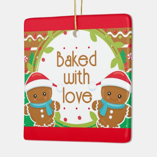 Twins Jolly Gingerbrood mannen met liefde Keramisch Ornament (Links)