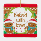 Twins Jolly Gingerbrood mannen met liefde Keramisch Ornament (Achterkant)