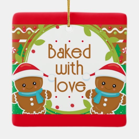 Twins Jolly Gingerbrood mannen met liefde Keramisch Ornament (Achterkant)
