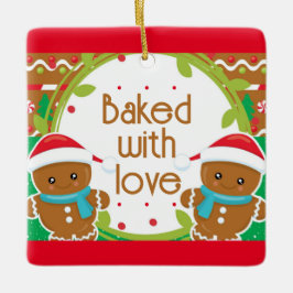 Twins Jolly Gingerbrood mannen met liefde Keramisch Ornament