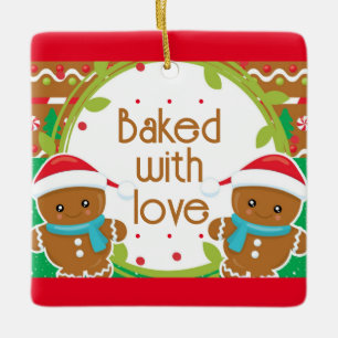 Twins Jolly Gingerbrood mannen met liefde Keramisch Ornament