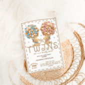 Twins Jongen Meisje Beer Roze Blauw Ballon Baby sh Kaart