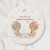 Twins Jongen Meisje Douche Roze Blauw Beer Dank u Bedankjes Labels (Voorkant)