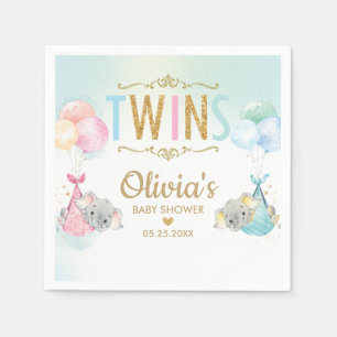 Twins Jongen Meisje Olifant Balloons Baby shower Servet
