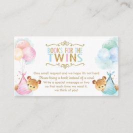 Twins Jongen Meisje Teddy Bears Breng een boek in  Informatiekaartje