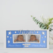 Twins ~ Jongens Geboorteaankondigingen Aankondiging (Staand voorkant)