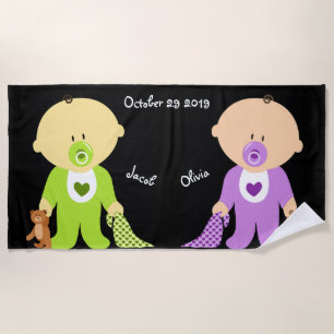 Twins Keepsake gepersonaliseerd Strandlaken