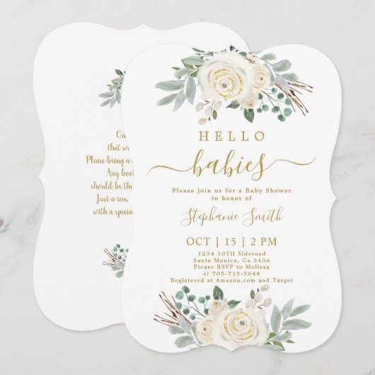 Twins kerstBaby shower uitnodiging (Voorkant / Achterkant)