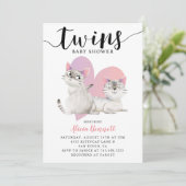 Twins Kitten Kitty Cats Baby shower Kaart (Staand voorkant)