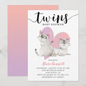Twins Kitten Kitty Cats Baby shower Kaart (Voorkant / Achterkant)