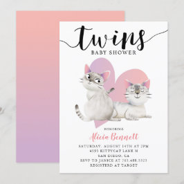 Twins Kitten Kitty Cats Baby shower Kaart