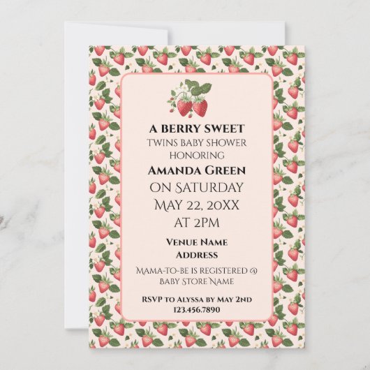 TWINS kleine bes zoete aardbei Kaart (Voorkant)