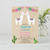 Twins lama uitnodiging (Staand voorkant)