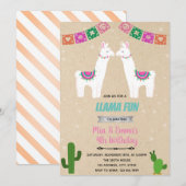 Twins lama uitnodiging (Voorkant / Achterkant)