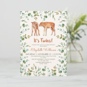 Twins Leuke Baby Bison Baby shower Kaart (Staand voorkant)