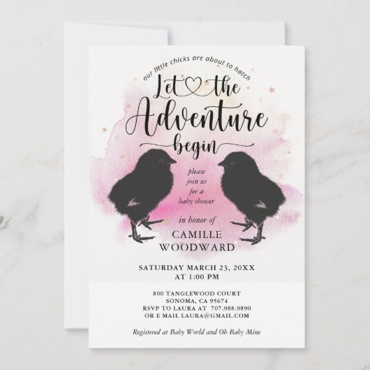 Twins Little Chicks Baby shower Invitation Kaart (Voorkant)