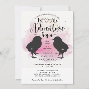 Twins Little Chicks Baby shower Invitation Kaart