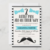 Twins Little Man Snor Baby shower Uitnodiging (Voorkant)