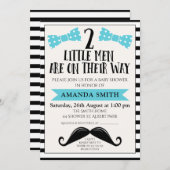 Twins Little Man Snor Baby shower Uitnodiging (Voorkant / Achterkant)