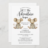 Twins Little Mice Baby shower Kaart (Voorkant / Achterkant)