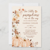 Twins Little Pumpkin Fall Floral Baby Shower Kaart (Voorkant)