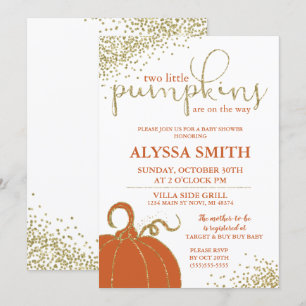 Twins Little Pumpkins Herfst Baby shower Invitatio Kaart
