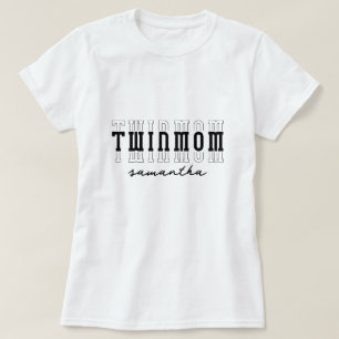 Twins Mama van 2 Aangepaste Monogram Moederdag Gif T-shirt