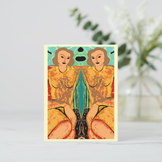 Twins Matisse Style Briefkaart (Staand voorkant)