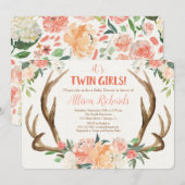 Twins meiden baby shower-uitnodigingen herengeweie kaart (Voorkant / Achterkant)