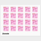 Twins Meisje Baby shower Party Roze. Vierkante Sticker (Vel)