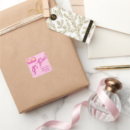 Twins Meisje Baby shower Party Roze. Vierkante Sticker