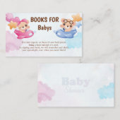 Twins Meisje Jongen Beer Vliegtuig Baby shower Informatiekaartje (Voorkant / Achterkant)