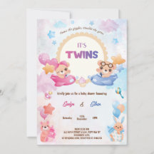 Twins Meisje Jongen Beer Vliegtuig Baby shower