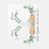 Twins Mijlpaal Gender Neutral Baby Animals Fleece Deken (Voorkant)