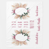 Twins Milestone Baby Blanket Pampas & Eucalyptus Fleece Deken (Voorkant)