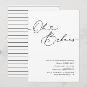 Twins minimalistisch handgeschreven Baby shower Kaart (Voorkant / Achterkant)