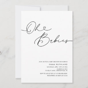 Twins minimalistisch handgeschreven Baby shower Kaart