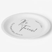 Twins Modern Script-Baby shower Papieren Bordje (Gekanteld)