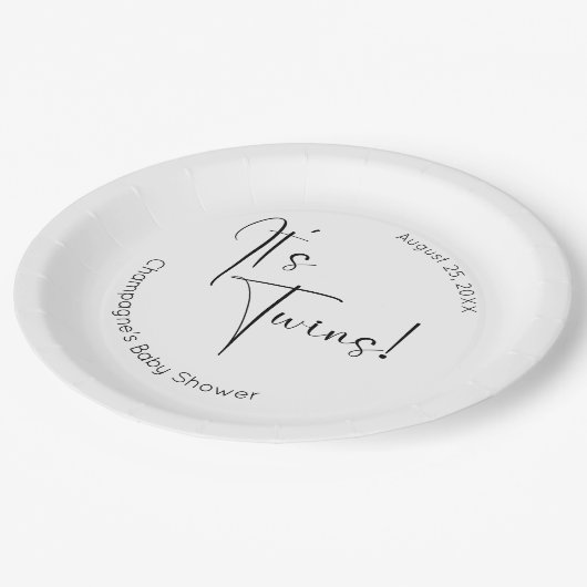 Twins Modern Script-Baby shower Papieren Bordje (Gekanteld)