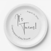 Twins Modern Script-Baby shower Papieren Bordje (Voorkant)