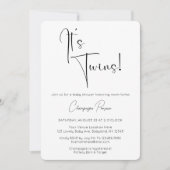 Twins Modern Script Uitnodiging voor Baby shower (Voorkant)