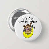 Twins Monkey Boy and Girl 2nd Birthday Ronde Button 5,7 Cm (Voorkant /achterkant)