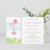 Twins Monogram Ballon Baby shower Invitation Kaart (Staand voorkant)