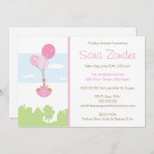 Twins Monogram Ballon Baby shower Invitation Kaart (Voorkant / Achterkant)