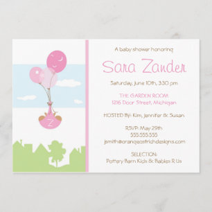 Twins Monogram Ballon Baby shower Invitation Kaart