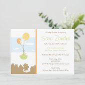 Twins Monogram Ballon Baby shower Invitation Kaart (Staand voorkant)